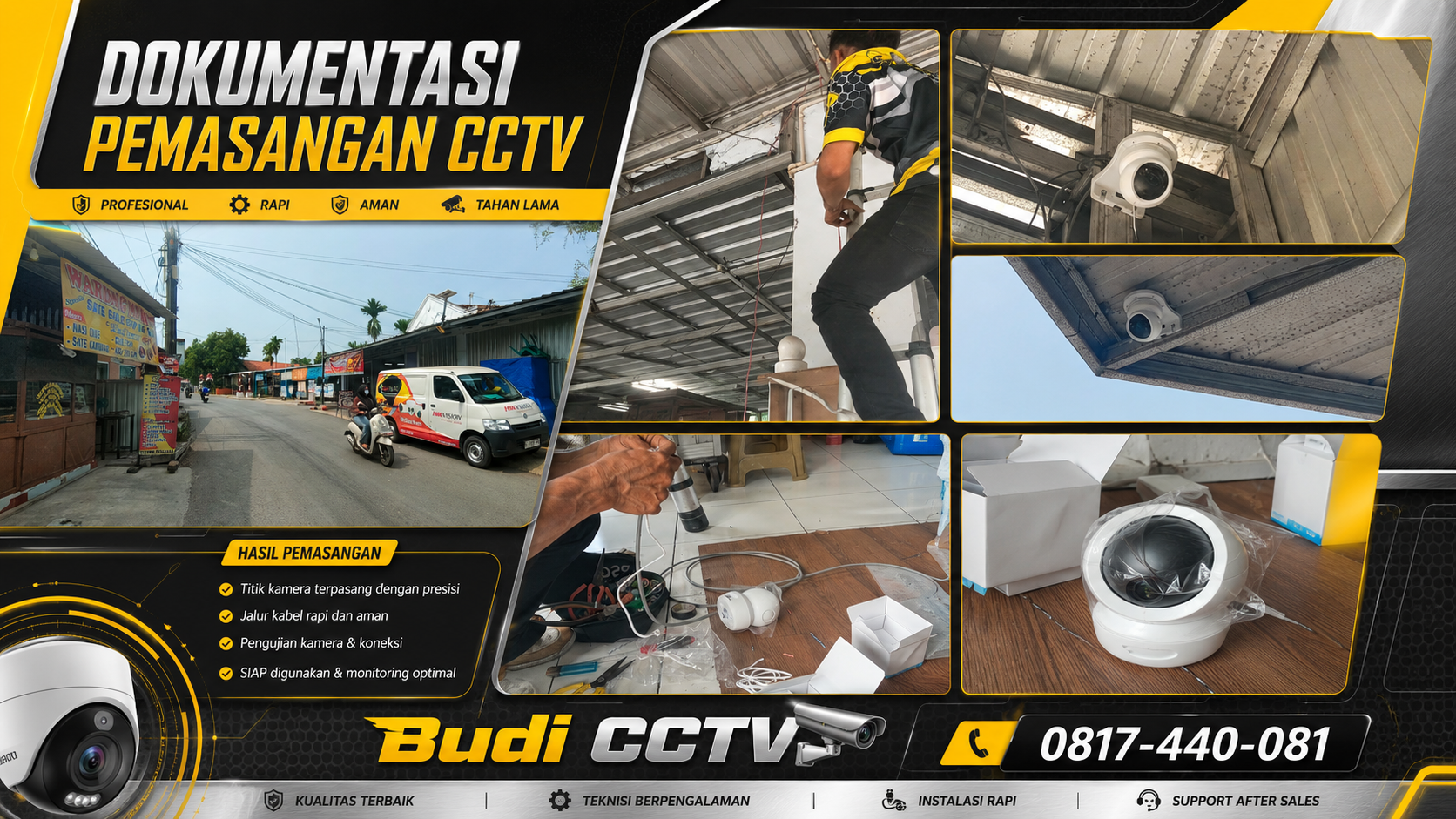 Instalasi Kabel Rapi CCTV Ezviz Warung Seblak Pekalongan