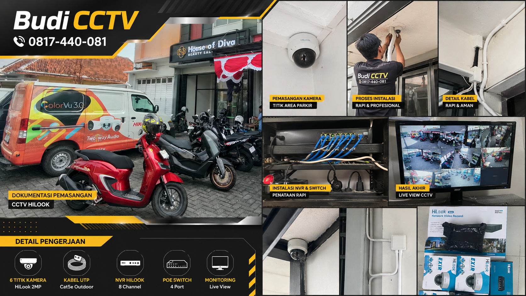 Instalasi CCTV IP Camera HiLook di Salon Batang
